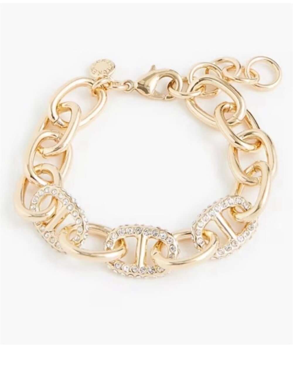 New! J.Crew Gold Crystal Chain Link Bracelet (1074) NWT